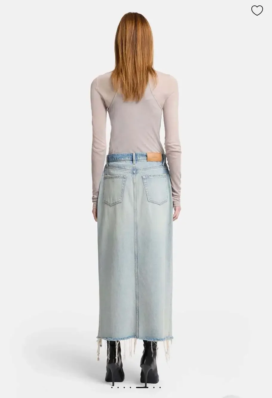7 For All Mankind Raw-Edge Denim Midi Skirt size 30 new w/ defects